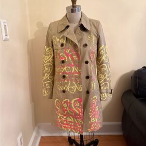 J. Crew Tan Trench Coat With Graffiti Design by Snow Milk